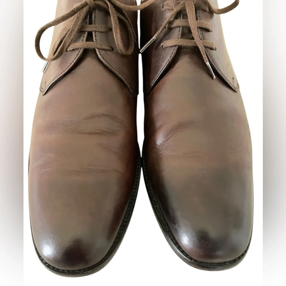 John Varvatos Luxe Oxford Brown Leather Plain Toe Dress Shoes Men’s Size 11 - Picture 2 of 16
